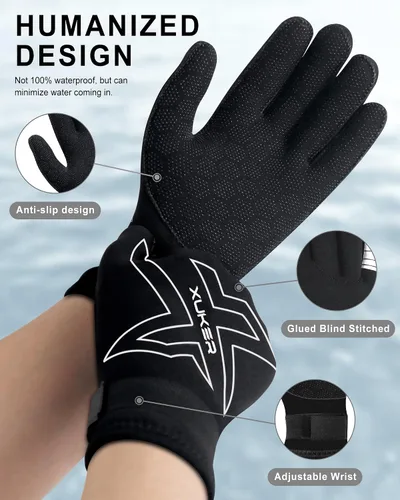 Miniatura 3 de XUKER Guantes de neopreno para mujeres y hombres, guantes de buceo de 0.118 pulgadas para mantener el calor para buceo, buceo, kayak, esnórquel