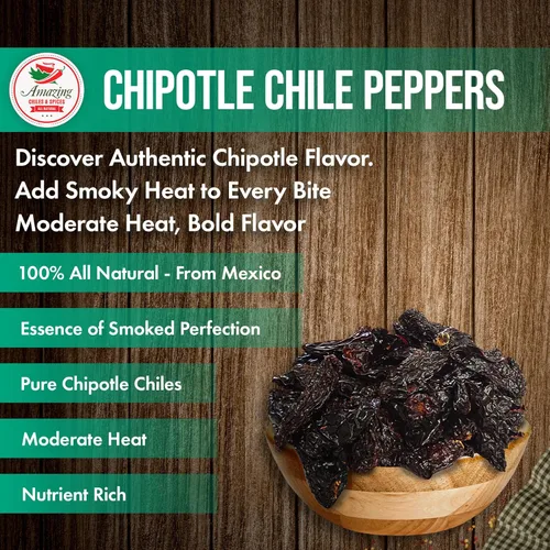 Miniatura 3 de Pimientos secos Chipotle Morita Chile 16 oz – Sabor ahumado robusto, uso para recetas mexicanas, topo, salsas, tamales, salsa, carnes, guisos. Calor
