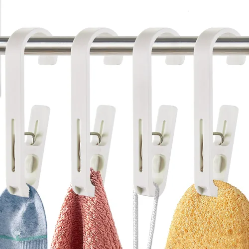Ganchos de Lavandería con Clips Colgador Organizador de Armario Pinzas para Calcetines Botas Sujetadores Toallas para Baño Armario Cocina Oficina 4