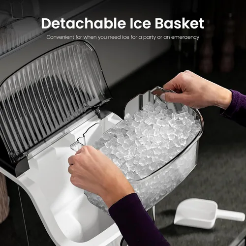 Miniatura 5 de Máquinas de hielo Nugget de sobremesa, máquina de hielo portátil con hielo triturado, 35 libras/día, autolimpieza, operación con un clic para uso