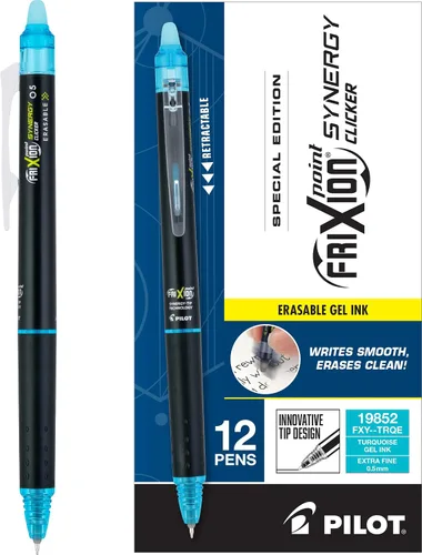 Miniatura 13 de PILOT FriXion Synergy Bolígrafos de tinta de gel retráctiles con clic borrables, punta extra fina de 0.5mm, tinta negra, docena