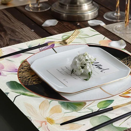 Miniatura 7 de Personalizado Bangladesh Water Lily Belleza Flores Configuración de mesa para mesa de comedor Decoración Cena Impermeable Manteles individuales