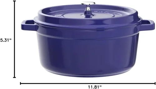 Miniatura 8 de Staub - Cocotte redonda de hierro fundido, 5.5 cuartos de galón, color azul oscuro, fabricado en Francia