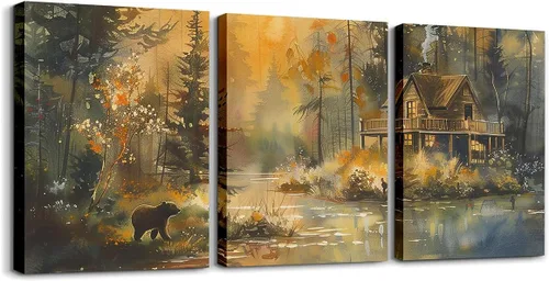 Miniatura 7 de jejeloiu Lienzo retro de 3 piezas de arte de pared para sala de estar, dormitorio, 38 x 19 pulgadas, bandera estadounidense, decoración de pared