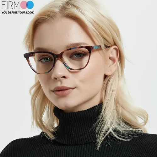 Miniatura 2 de Firmoo - Gafas con bloqueo de luz azul para lectura de computadora, diseño de ojo de gato, marco de acetato para mujeres, bisagra de resorte