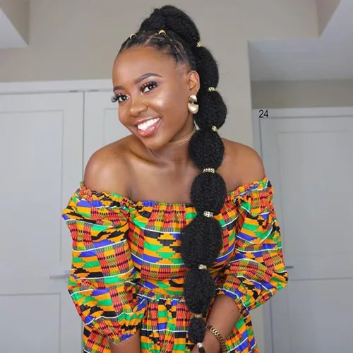 Miniatura 16 de Extensión de cola de caballo afro rizada con burbuja para mujeres negras de 18 pulgadas de largo, cola de caballo con cordón natural negro, clip