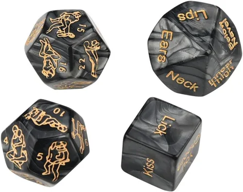 Miniatura 2 de Juego de dados sexuales, 4 piezas de dados sexuales negros para parejas, juego de dados para adultos, juegos de dados sexuales para adultos