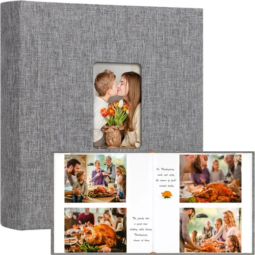 Miniatura 12 de Álbum de fotos de 600 bolsillos 4x6 con espacio para escribir, álbum de fotos de gran capacidad 4x6 que contiene 600 fotos horizontales y Beige