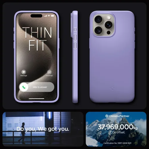 Miniatura 7 de Spigen Funda delgada diseñada para iPhone 15 Pro Max (2023) [carcasa dura] [protección de grado militar] - morado iris