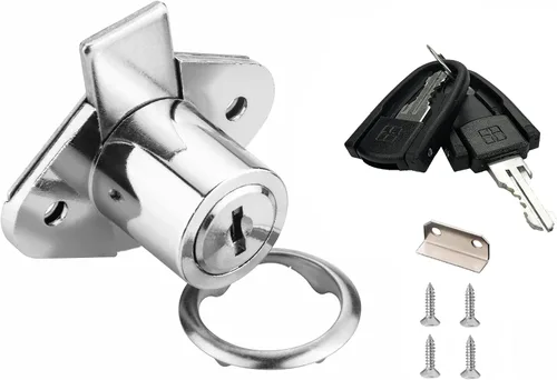 XIEHE 801 Muebles de oficina con cerradura de cajón, armario de puerta con llaves de 7/8 pulgadas. Diámetro exterior (1 paquete, cromado, con llave
