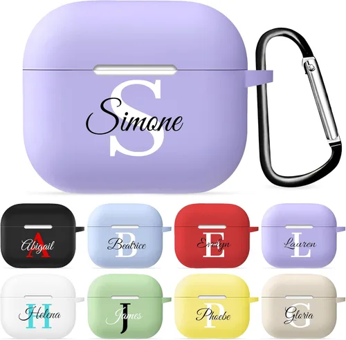 Miniatura 9 de Funda con nombre e iniciales personalizadas para AirPods Pro 2 – TPU a prueba de golpes, carga inalámbrica y llavero – Ideal para cumpleaños