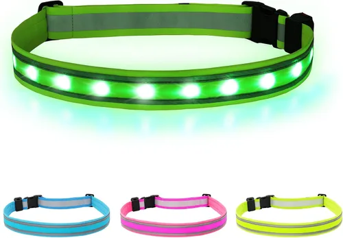 Miniatura 13 de BSEEN Cinturón LED para correr, cintura LED reflectante recargable por USB, cinturón de luz de seguridad intermitente para corredores, corredores