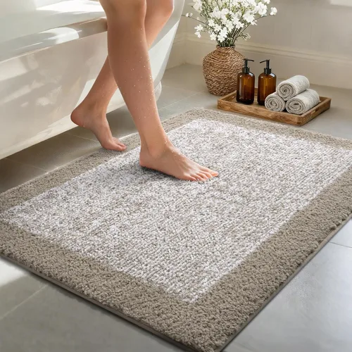 Miniatura 41 de Alfombras de baño de 17 x 24 pulgadas, antideslizantes, lavables, color gris, para bañera, tapete de baño para baño, tapete suave y absorbente