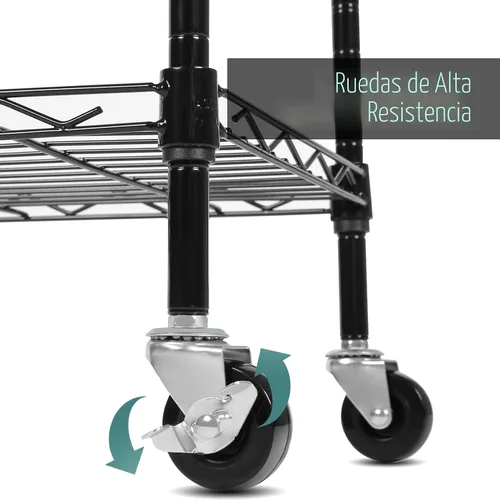 Miniatura 6 de Homdox Estante de almacenamiento de 6 niveles, estantería de alambre, organización de estante independiente con ruedas giratorias, ganchos laterales