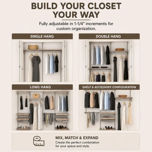 Miniatura 3 de Closet Culture by Knape & Vogt - Estante de alambre de níquel champán de 16 pulgadas x 23 pulgadas con accesorios de montaje (0331-1623CN)