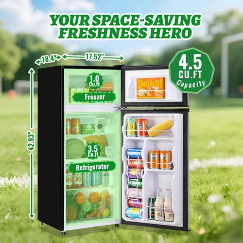 Miniatura 2 de DEMULELR - Refrigerador pequeño de 3.9 pies cúbicos con congelador, refrigerador de dos puertas con cajón para verduras y espacio extra