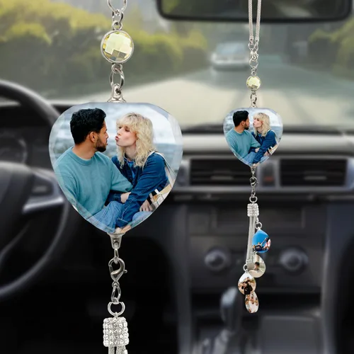 Accesorios de coche colgantes de cristal con foto personalizada para mujeres y hombres, imágenes personalizadas para espejo retrovisor del Style 17