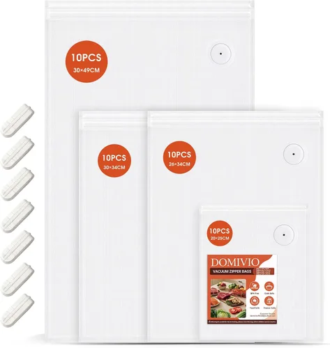Bolsas selladoras al vacío con doble cremallera, bolsas reutilizables sin BPA, bolsas de almacenamiento de alimentos para preparación de comidas,