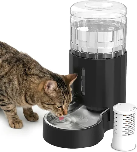 Miniatura 7 de JUNSPOW Dispensador de agua para gatos con cuenco de acero inoxidable, dispensador automático de agua por gravedad para gatos o perros pequeños