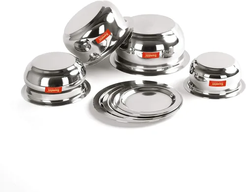 Miniatura 5 de Sumeet Juego de Ollas de Acero Inoxidable de 4 Piezas en Forma de Vientre/Utensilios de Cocina/Juego de Ollas con Tapa 380ML, 500ML, 780ML, 1.1Ltr