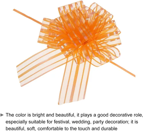 Miniatura 4 de MECCANIXITY 5 lazos metálicos de organza de 6 pulgadas para envolver regalos, color naranja, para cestas de boda, regalos de Navidad, día de San