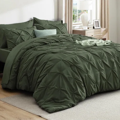 Miniatura 61 de Bedsure - Juego de edredón tamaño matrimonial verde azulado - Juego de ropa de cama tamaño matrimonial en una bolsa de 7 piezas, juego de cama 14