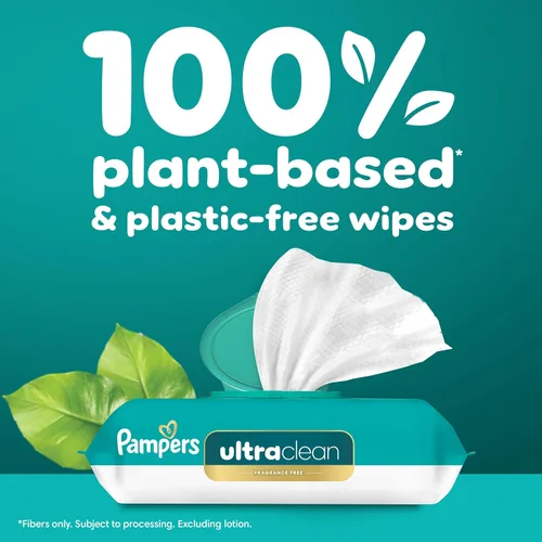 Miniatura 9 de Pampers Toallitas Ultraclean para bebés (anteriormente "libres y suaves"), 99% de agua, hipoalergénicas, sin perfume, 100% a base de plantas, sin