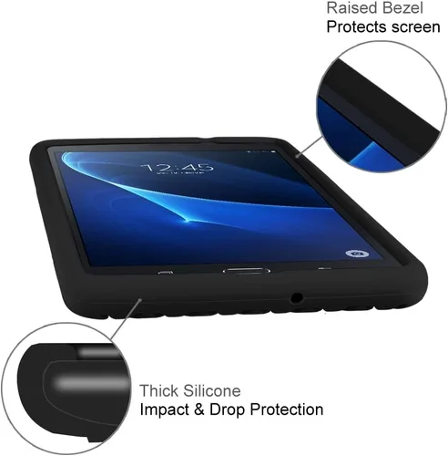 Miniatura 4 de Fintie Funda de silicona para Samsung Galaxy Tab A 7.0, [serie Honey Peine] ligera [antideslizante] a prueba de golpes [apta para niños] para Negro