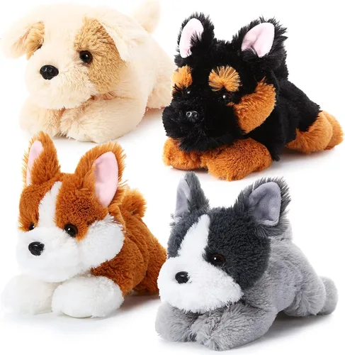 Miniatura 6 de Paquete de 4 Peluches de Perro de 8 Pulgadas Juguetes de Peluche de Animales Perro Suave Almohada de Juguete de Peluche Perro Conjunto de Cachorro