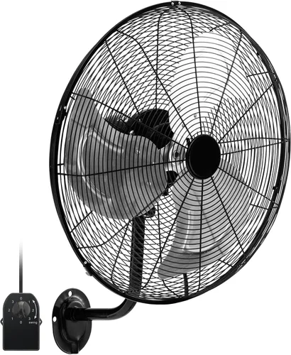 Tangkula Ventilador de pared de 20 pulgadas con aspas de aluminio, ventilador de pared de metal oscilante industrial de 3 velocidades, resistente