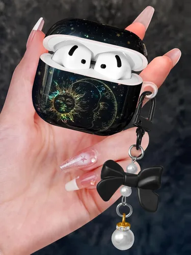 Miniatura 33 de Funda para AirPods Pro/Pro 2 con llavero de perlas, diseño de concha con purpurina para niñas, bonita y elegante funda Kawaii para Apple