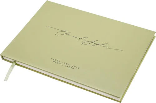 Miniatura 19 de MUUJEE Libro de visitas personalizado con brillo bronce - Libro de invitados moderno personalizado de alta calidad para recepción de boda, fiesta