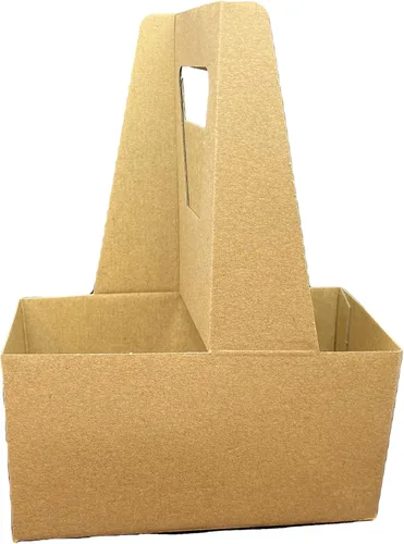 Miniatura 2 de Porta bebidas de cartón Kraft con asa, capacidad para 2 tazas de 12-32 oz. Bebidas Boba café, paquete de caja 250/caja