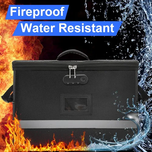 Miniatura 6 de EXLIFBAG Caja de archivos con cerradura, caja organizadora de documentos portátil con asa, caja de archivos ignífuga para oficina en casa