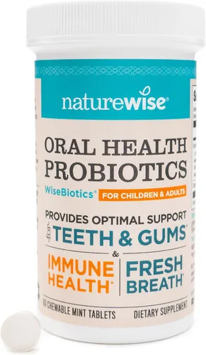 Probióticos masticables para salud oral NatureWise, protección clínicamente comprobada para dientes y encías , 1, 1