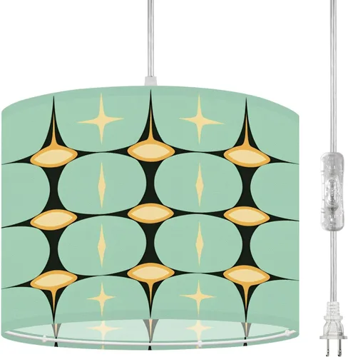 Plug in Pendant Light Mid Century Vintage 1950s Modern Retro Geometric Lattice Star Hanging Lamp with Plug in Cord 16.4 ft Dimmable Hanging Light