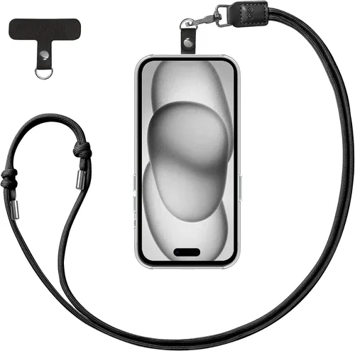 Miniatura 11 de EKAX Cordón para teléfono, 1 correa cruzada personalizable para el cuello, 1 pestaña de piel sintética extraíble, soporte manos libres para Rosa