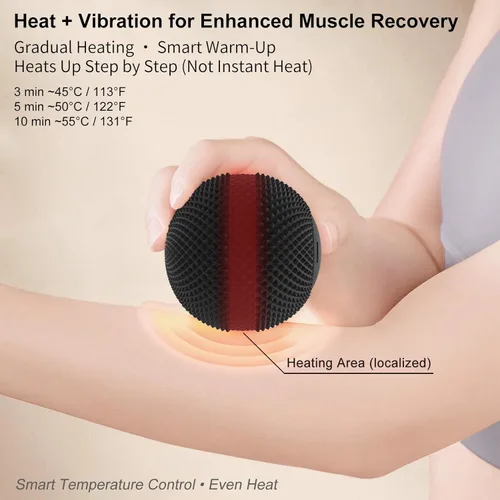 Miniatura 3 de Bola de masaje vibratoria con calor, 7 modos, memoria, liberación miofascial, bola de recuperación muscular de tejido profundo para masaje de puntos