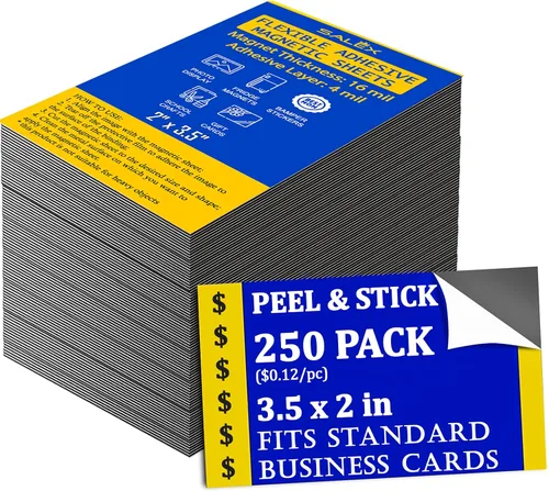 Miniatura 11 de Imanes para tarjetas de visita despegar y pegar de 2 x 3.5 pulgadas, 50 hojas magnéticas fuertes con respaldo adhesivo para hacer imanes flexibles
