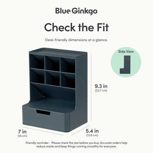 Miniatura 3 de BLUE GINKGO Organizador de escritorio Hive – Organizador vertical de 6 compartimentos, almacenamiento de cajón completo – Porta bolígrafos que Azul