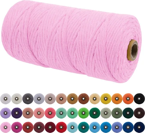 Miniatura 86 de JeogYong Cordón de macramé de un solo hilo 2mm x 164 yardas (492 pies) Cuerda de algodón suave, hilo de macramé 2 mm, suministros de macramé
