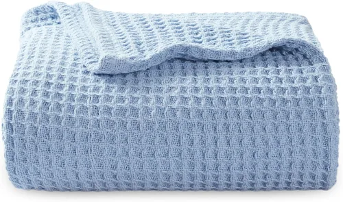 Bedsure Gentlesoft - Manta de 100 % algodón, tamaño Twin XL, para dormitorio universitario, transpirable y suave, manta Twin de tejido waffle para