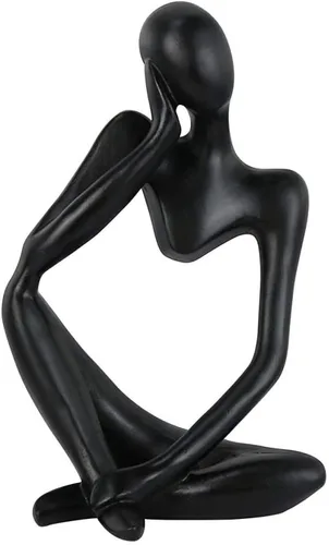 Asng Estatua de escultura abstracta estilo pensador de resina, figuras coleccionables, decoración de escritorio para oficina en casa (negro,