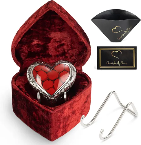 Miniatura 9 de Urnas pequeñas de cremación de recuerdo para cenizas humanas con estuche de corazón de terciopelo y embudo - Carmesí: mini urna conmemorativa Urna