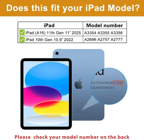 Miniatura 2 de ProCase Funda para iPad (A16) de 11ª generación de 11 pulgadas 2025/10ª generación de 10.9 pulgadas 2022 con soporte para lápiz, funda delgada