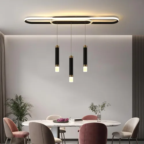 Miniatura 5 de Jaycomey Lámpara LED moderna para comedor, 52 W, regulable, moderna, lineal, con control remoto, 3000K a 6500K, lámpara de techo ajustable para isla
