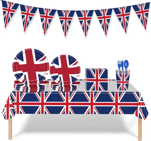 Miniatura 3 de Union Jack Banderines de papel de 8.2 ft/8.2 pies de largo con 10 banderas triangulares banderines británicos decoración de fiesta británico Reino