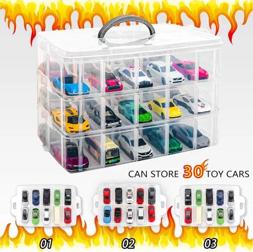 Miniatura 2 de YYDS Estuche de almacenamiento para 30 ruedas calientes, organizador de almacenamiento de autos de juguete para autos de caja de cerillas, soporte