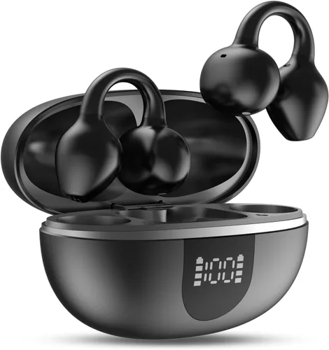 Miniatura 10 de Auriculares con clip, auriculares de oreja abierta, auriculares Bluetooth 6.0 de alta fidelidad estéreo con clip, 30 horas, pantalla LED