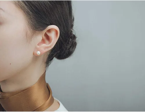 Miniatura 10 de ALYC Pearl Earrings Freshwater Pearl White Button Stud Earrings with 925 Sterling Silver for Women